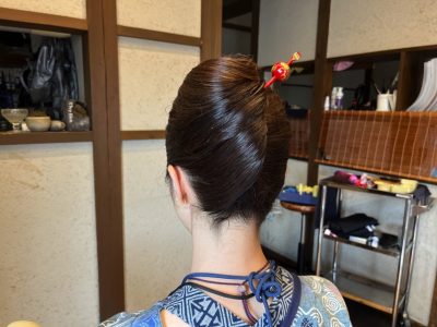 夜会巻き　お祭りヘアメイク　真鍋の祭り　お祭りヘアセット　土浦市　りずむヘアデザイン