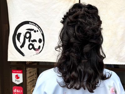 ヘアセット　ヘアメイク　韓国風　巻き下ろし　ハーフアップ　卒業式　土浦市　早朝ヘアメイク　